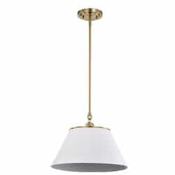 Nuvo 60W Dover Pendant, 110V, White /Vintage Brass, Medium