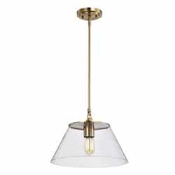 60W Dover Pendant, 110V, Clear Glass/Vintage Brass, Medium