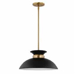 100W Perkins Pendant, 1-Light, 120V, Black/Burnished Brass, Small