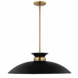 100W Perkins Pendant, 1-Light, 120V, Black/Burnished Brass, Large