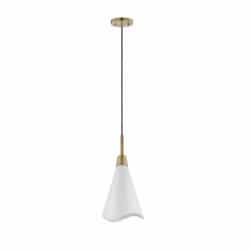 Nuvo 60W Tango Pendant, 1 Light,  120V, White/Burnished Brass, Small