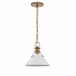 60W Phoenix Pendant, Large, 120V, White/Burnished Brass