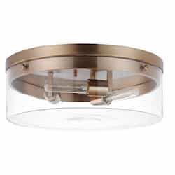 60W Intersection Flush Mount, Large, 120V, Clear Glass/Burnished Brass