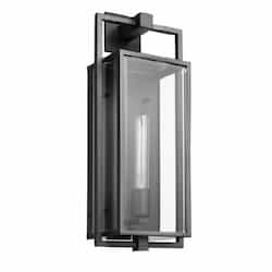 60W Exhibit Wall Lantern,  Large, 120V, Black/Clear Beveled Glass