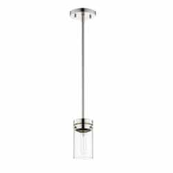 60W Everett Mini Pendant, 120V, Polished Nickel/Clear Glass