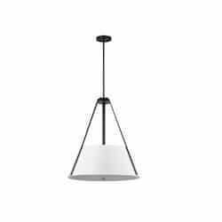 Nuvo Brewster Pendant Fixture w/o Bulbs, 3-Light, Black/White Metal Shade