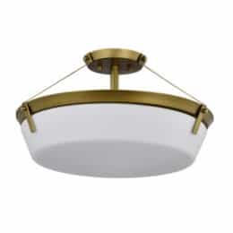 Rowen Semi Flush Mount Fixture w/o Bulbs, 3-Light, Natural Brass