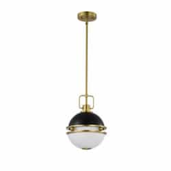 10-in Everton Pendant Fixture w/o Bulb, 120V, Matte Black/Brass