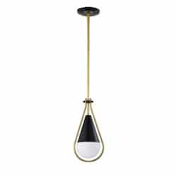 10-in Admiral Pendant Fixture w/oBulb, 120V, Matte Black/Natural Brass