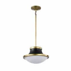 14-in Lafayette Pendant Fixture w/o Bulb, Matte Black/Natural Brass