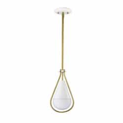 6-in Admiral Pendant Fixture w/o Bulb, 120V, Matte White/Natural Brass