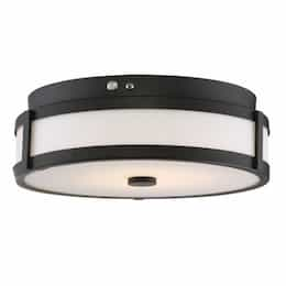 LED Flush Mount Emergency EMR Light Fixture, Aged Bronze, White Acrylic