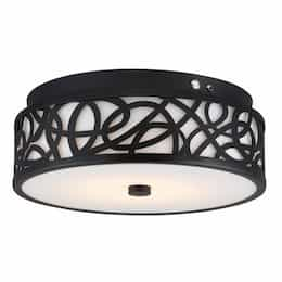 LED Flush Mount Emergency Elegant Light Fixture, Aged Bronze, White Acrylic