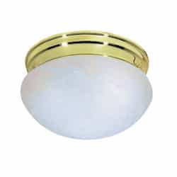 10" LED Flush Mount Lights, Alabaster Mushroom Glass Shade, Polished Brass