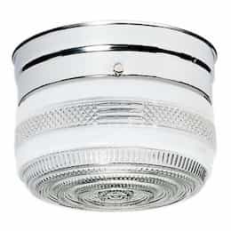 6" Flush Mount Ceiling Light w/ Crystal and White Drum, Polished Chrome