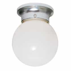 6" Flush Mount Ceiling Light, Polished Chrome, White Glass Ball