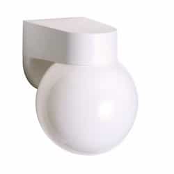 6in Outdoor Wall Light, Lexan Globe, 1-light, White