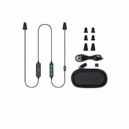 2 in 1 Bluetooth Headphones & Ear Plugs w/ Mic, USB Recharge, Black & Green