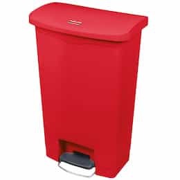 Rubbermaid Slim Jim Resin Front Step-On, 8 Gal, Trash Container, Red