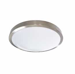 12-in 16W LED Flush Mount, Round, 1394 lm, 120V, 3000K, Nickel