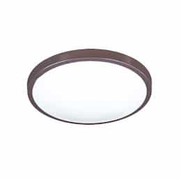 12-in 16W LED Flush Mount, Round, 1394 lm, 120V, 3000K, Bronze