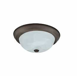 13-in 25W LED Flush Mount w/ Alabaster Glass, 120V, 3000K, Bronze