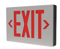 Royal Pacific Die Cast Exit Sign, Single Face, 120V/277V, Red/Aluminum