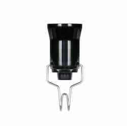 Satco 60W Phenolic Pressure Fit Candelabra Base Socket w/ Hook, 125V, Black