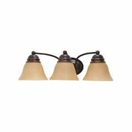 21" 100W Empire Series Vanity Light w/ Champagne Glass, 3 Lights, Mahogany Bronze