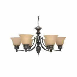 60W Empire Series Chandelier w/ Champagne Glass, 6 Lights, Mahogany Bronze