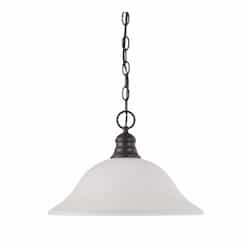 100W 16-in Hanging Pendant Fixture w/ Frosted White Glass, 1 Light, Mahogany Bronze