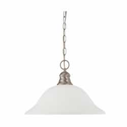 100W 16-in Hanging Pendant Fixture w/ Frosted White Glass, 1 Light, Brushed Nickel Finish