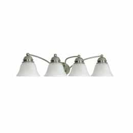 100W Empire Series Vanity Light w/ Alabaster Glass, 4 Light, Brushed Nickel