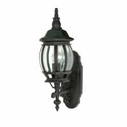 100W Central Park LED Wall Lantern w/ Clear Beveled Glass, 1 Light, Textured Black