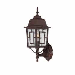 100W Banyan LED Outdoor Wall Lantern w/ Clear Water Glass, 1 Light, Rustic Bronze, 17-in