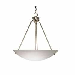 23" 60W Pendant Light w/ Alabaster Glass, 3 Lights, Brushed Nickel