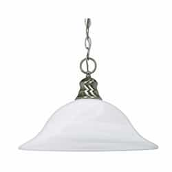 100W 16-in Hanging Pendant Fixture w/ Alabaster Glass, 1 Light, Brushed Nickel