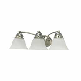 21-in 100W Empire Vanity Fixture w/ Alabaster Glass, 3-Light, Brushed Nickel