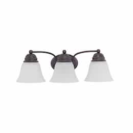 21-in 100W Empire Vanity Fixture w/ Frosted White Glass, 3-Light, Mahogany Bronze