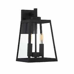 60W Halifax Series Wall Lantern w/ Clear Glass, 2 Lights, Matte Black