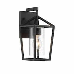 60W Hopewell Series Wall Lantern w/ Clear Seeded Glass, Matte Black