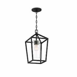 60W Hopewell Series Hanging Lantern w/ Clear Seeded Glass, Matte Black