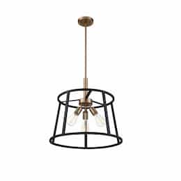 60W Chassis Series Pendant Light, 3 Lights, Copper Brushed Brass & Matte Black