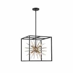 60W Spirefly Series Pendant Light, 6 Lights, Matte Black & Burnished Brass