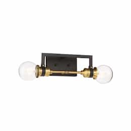 60W Intention Series Vanity Light, 2 Lights, Warm Brass & Black