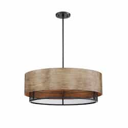 60W Barrique Series Pendant Light, 5 Lights, Black & Honey Wood