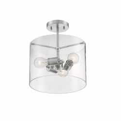 60W Sommerset Series Semi Flush Ceiling Light w/ Clear Glass, 3 Lights, Brushed Nickel