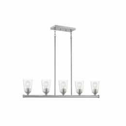 60W Bransel Series Island Pendant Light w/ Seeded Glass, 5 Lights, Brushed Nickel