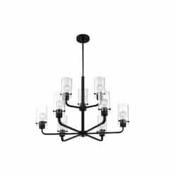 Nuvo 60W Sommerset Series Chandelier w/ Clear Glass, 9 Lights, Matte Black