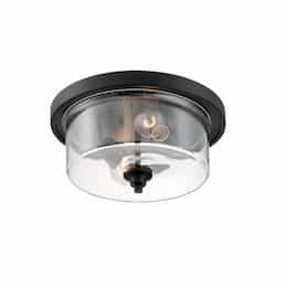 60W Bransel Series Flush Mount Ceiling Light w/ Seeded Glass, 2 Lights, Matte Black